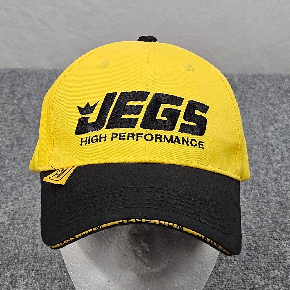 JEGS Racing Hat Adjustable Yellow Cap Black‎ Performance Streetwear Car Parts